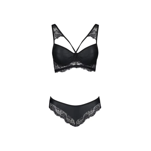 Комплект из эко-кожи с кружевом Loona Set black XXL/XXXL - Passion XXL/XXXL