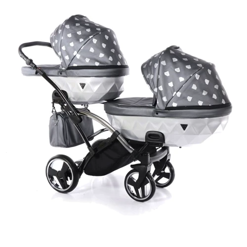 Универсальная коляска для двойни 2 в 1 Junama Glow Duo Slim 05, черный с золотым (J-G-DUOs-05): Ширина шасси 65 см