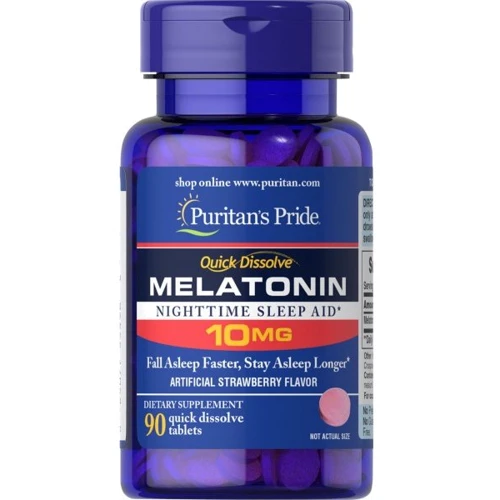 Puritan's Pride Quick Dissolve Melatonin 10 mg Strawberry Flavor Мелатонин быстрого растворения со вкусом клубники 90 таблеток