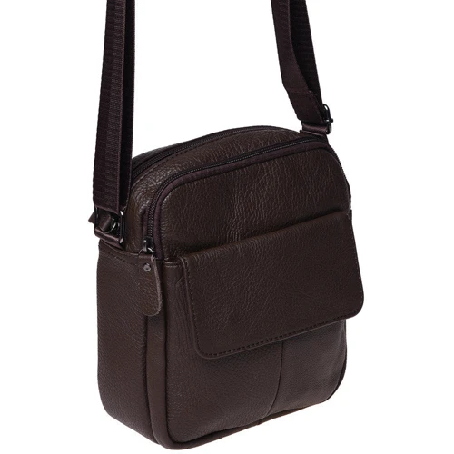 Мужская сумка через плечо Borsa Leather темно-коричневая (K11031-dark brown): Пол Мужской