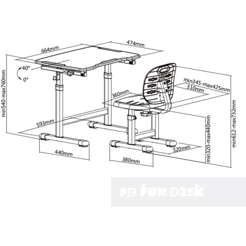 Комплект FunDesk Парта и стул-трансформеры OMINO PINK