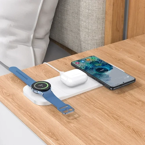 Зарядное устройство Hoco Wireless Charger CQ6 Power 3in1 White for iPhone 16 I 15 I 14 I 13 I 12 series, Apple Watch and Apple AirPods: Сила тока 2.4А и более