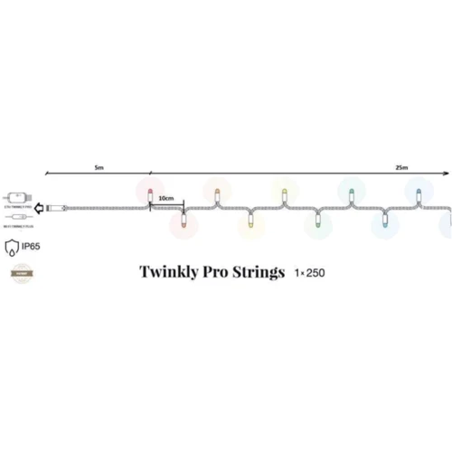 Гирлянда Smart LED Twinkly Pro Strings RGBW 250 одна линия IP65 AWG22 PVC прозрачный