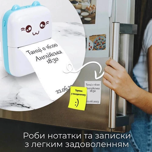 Портативный детский принтер Mini printer с термопечатью Blue фото 3