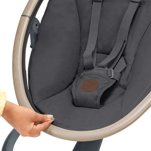 Кресло-качалка Maxi-Cosi Cassia Beyond Graphite ECO (2840043110): Дополнительные удобства Съемный чехол, Звуковое сопровождение, Изменение наклона, регулируемая спинка, Ремни безопасности, блок с музыкой