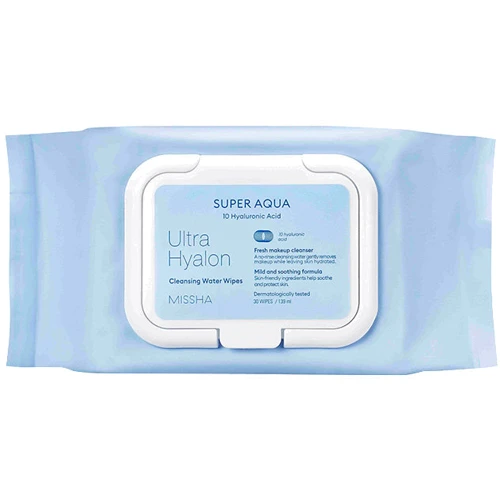 Missha Super Aqua Ultra Hyalron Cleansing Water Wipes Салфетки с гиалуроновой кислотой, 30 шт