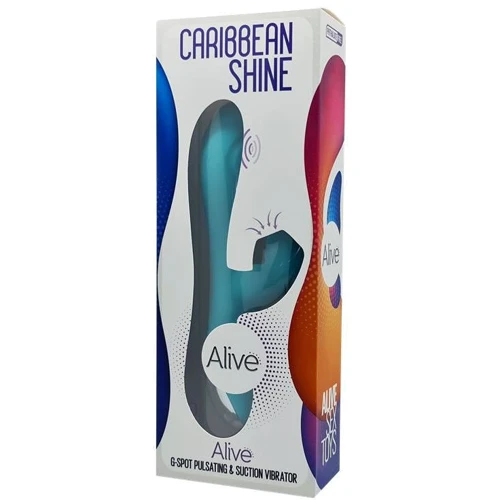 Вибратор-кролик 3 в 1 Alive Caribbean Shine Blue с вакуумом и пульсирующей стимуляцией точки G