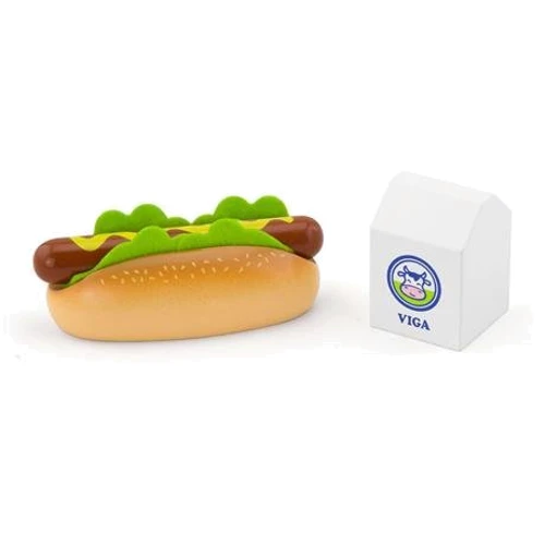 Набор продуктов Viga Toys Деревянные хот-дог и молоко (51601)