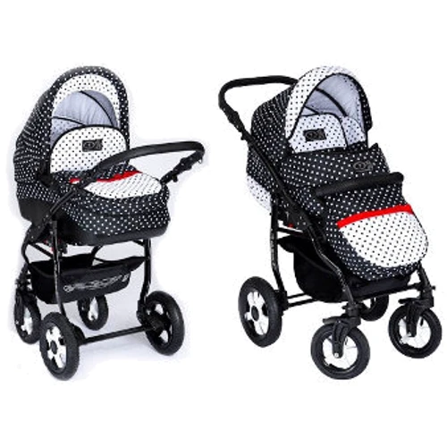 Универсальная коляска (2-в-1) DPG Glamour Dots черный в горошек