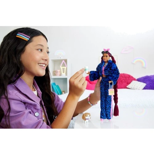 Кукла Barbie Экстра в синем леопардовом костюме (HHN09) фото 4