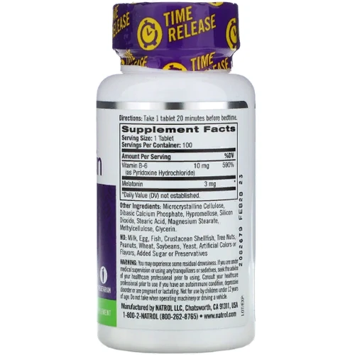 Natrol Melatonin, Time Release, 3 mg, 100 Tablets (NTL-00458): Форма выпуска Таблетки