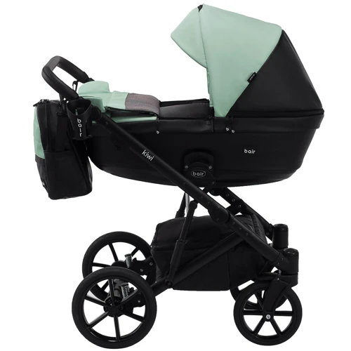 Коляска 2 в 1 Bair Kiwi кожа 100% BK-8/15 мятный - черный фото 8