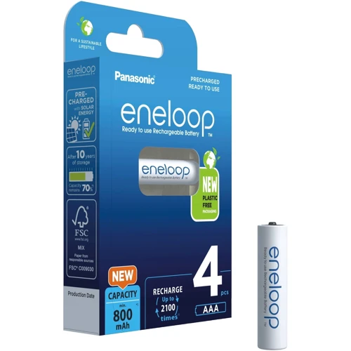 Panasonic AAA 800mAh NiMH 4шт Eneloop plastic free pack (BK-4MCDE/4BE) фото 1