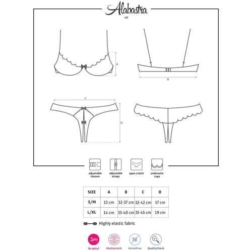 Ажурный эротический комплект Obsessive Alabastra set white S/M