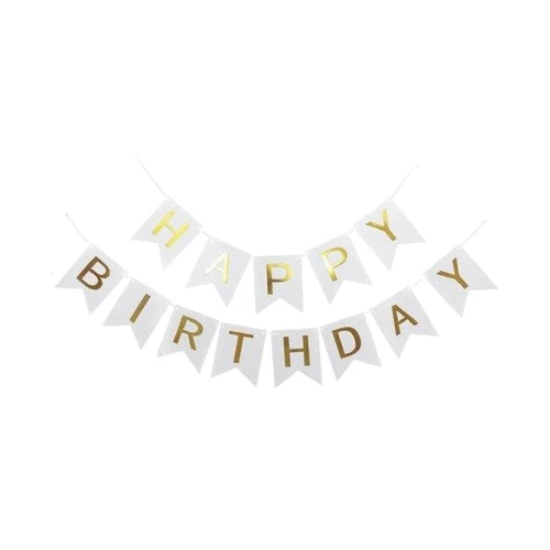 Украшение помещений Гирлянда-флажки 871055 Happy Birthday 16 см, белый