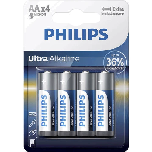 Philips AA bat Alkaline 4шт Ultra Alkaline (LR6E4B/10)