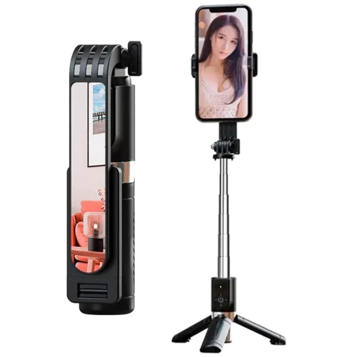 XO SS10 Mini Tripod Stand Bluetooth Selfie Stick with Mirror 80cm Black