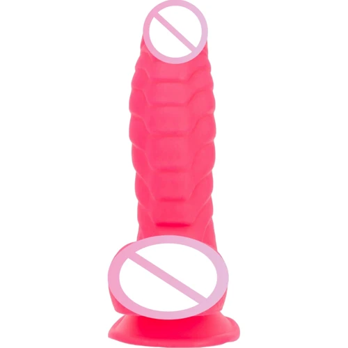 Ребристый фаллоимитатор на присоске ADDICTION - Tom 7″ Dildo With Balls - Pink + вибропуля