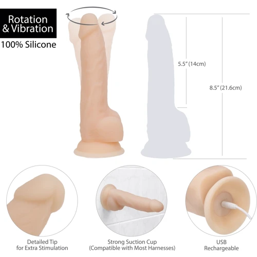 Фаллоимитатор с вибрацией и ротацией Naked ADDICTION Chris 8″ Rotating & Vibrating Dong, пульт ДУ