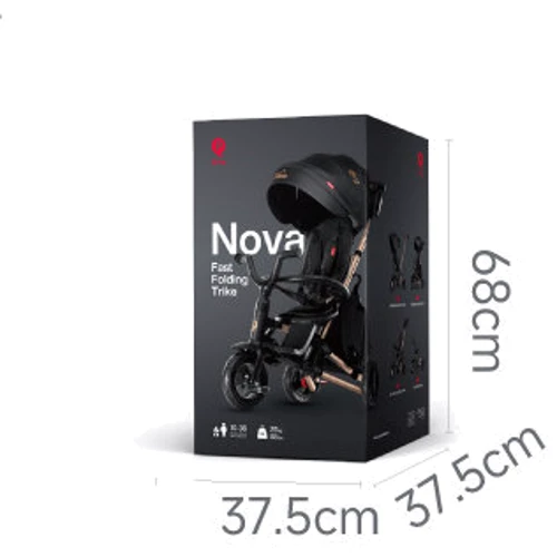 Велосипед складной трехколесный детский QPLAY Nova Pro с надувными колесами Gold Matt - Black: Тормоза Ножной
