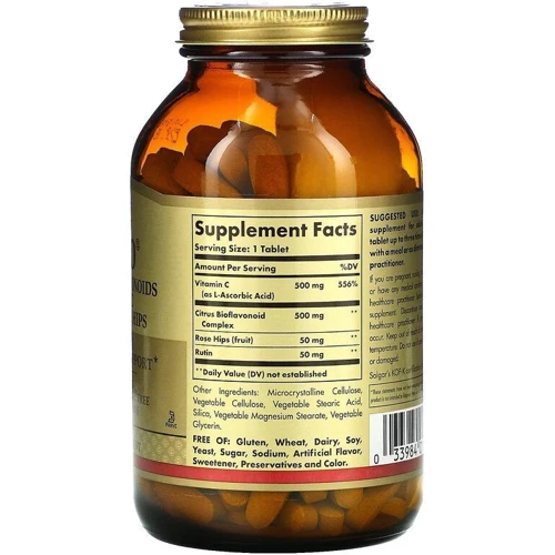 Solgar Hy-Bio Citrus Bioflavonoids Vitamin C Rutin & Rose Hips Биофлавоноиды, витамин С, рутин и шиповник 250 таблеток: Тип Витамин C