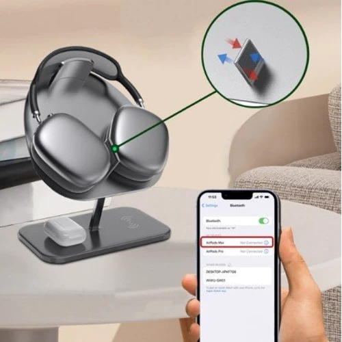 Зарядное устройство WIWU Wireless Charger Hubble Stand M15 15W Gray for Apple iPhone, Apple AirPods and Apple AirPods Max фото 5