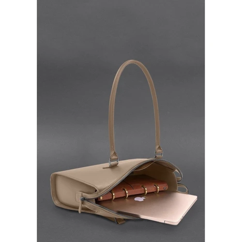 Женская сумка тоут BlankNote Business бежевая (BN-BAG-57-light-beige): Тип ручки С двумя ручками, Длинная ручка