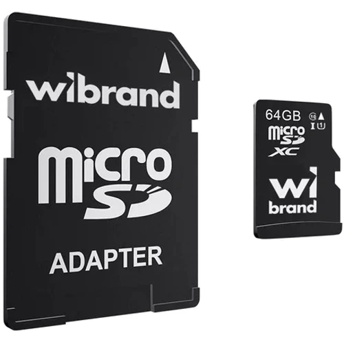 Карта памяти Wibrand 64Gb microSDXC Сlass 10 UHS-I U1 + adapter (WICDXU1/64GB-A)