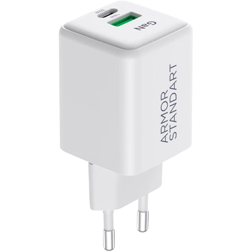 Зарядний пристрій ArmorStandart Wall Charger USB+USB-C GaN 30W White (ARM77549)