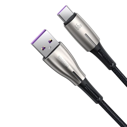 Кабель Baseus USB Cable to USB-C Water Drop-Shaped Lamp PD 66W 1m Black (CATSD-M01): Длина 1 м