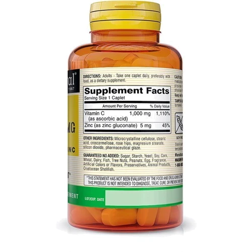 Mason Natural Vitamin C 1000 mg with Rose Hips & Zinc Вітамін С із шипшини з Цинком 100 капсул: Тип вітамін C