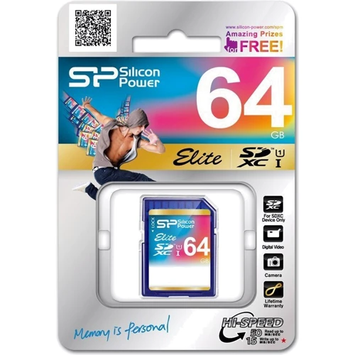 Карта пам'яті Silicon Power 64GB SDXC Class 10 UHS-I U1 Elite (SP064GBSDXAU1V10): Тип карти SDXC