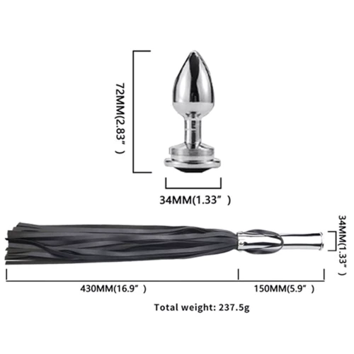 Флогер с анальной пробкой sLash BDSM-NEW PU Leather Whip with Anal Plug