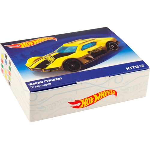Гуашь Kite 12 цв., 20мл HW: Лицензия Hot Wheels
