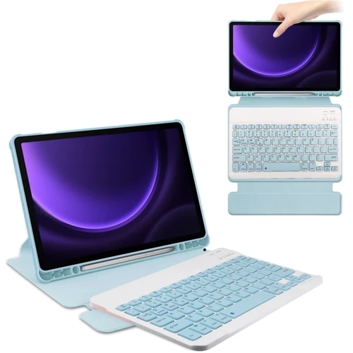 Аксессуар для планшетных ПК BeCover Case Rotatable Smart Keyboard Light Blue for Samsung X710 Galaxy Tab S9 / X510/X516B Galaxy Tab S9 FE (710429): Цвет голубой