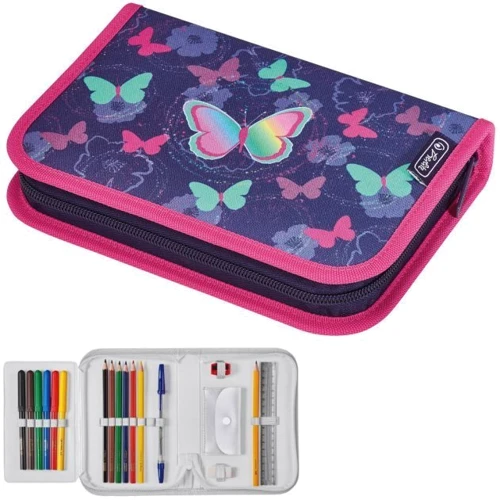 Пенал с наполнением Herlitz Butterfly Бабочки 19 пр. (50032891B)