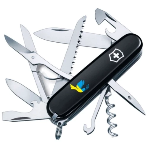 Мультитул Victorinox Huntsman Ukraine 91мм/15 функций/черный /Голубь Мира (1.3713.3_T1036u)