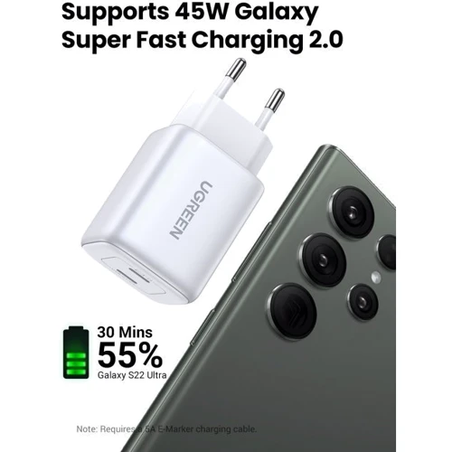 Зарядное устройство Ugreen Wall Charger 2xUSB-C CD294 45W White (15327) фото 8