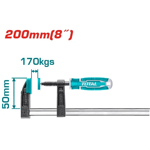 Струбцина TOTAL THT1320502 столярна, стиск 200 мм, 170 кг