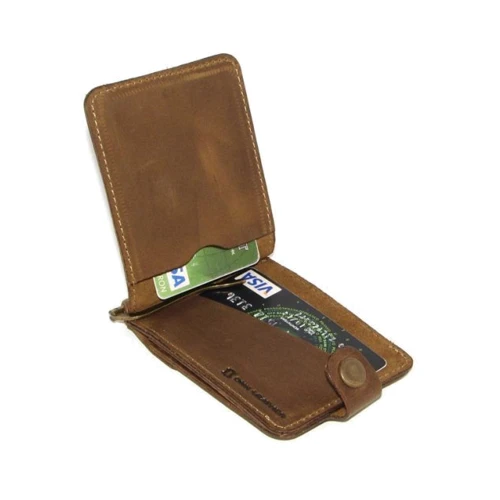 Мужской зажим для денег DNK Leather коричневый (DNK Зажим-H мелочь col.G): Материал Натуральная кожа