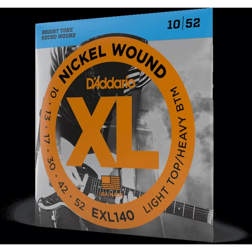 Струна для гитар Струны для электрогитар D'ADDARIO EXL140 XL NICKEL WOUND LIGHT TOP/HEAVY BOTTOM (10-52): Назначение Для электрогитары