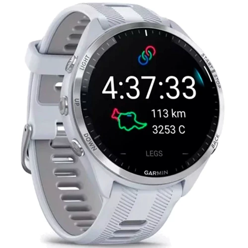 Смарт-годинник Garmin Forerunner 965 Titanium Bezel with Whitestone Case and Whitestone/Powder Grey Silicone Band (010-02809-11): Дисплей 1.4" AMOLED (454x454)