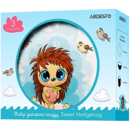 Набор детской посуды Ardesto Sweet hedgehog 3 предмета фарфор (AR3455HS): Материал фарфор