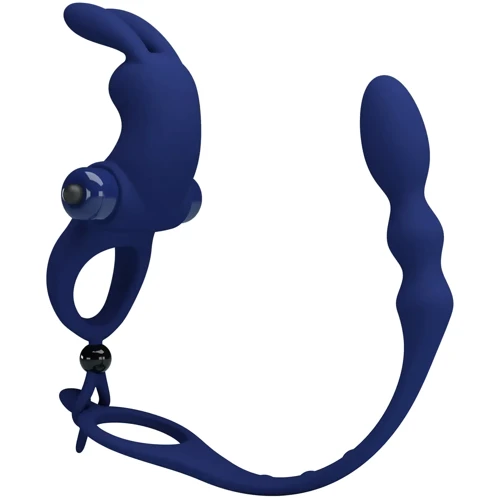 Эрекционное виброкольцо с анальным стимулятором LYBAILE Pretty Love - Powerful ring (BI-210213-3)