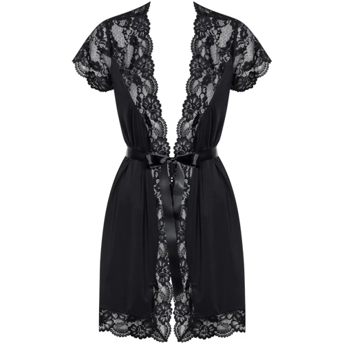 Сексуальний халатик Obsessive 810-PEI-1 peignoir black XXL