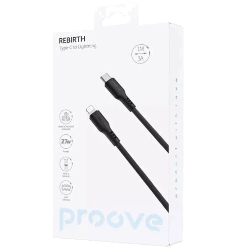 Кабель Proove Cable USB-C для Lightning Rebirth 3A 1m White (CCRE60002102): Тип USB-C - Lightning