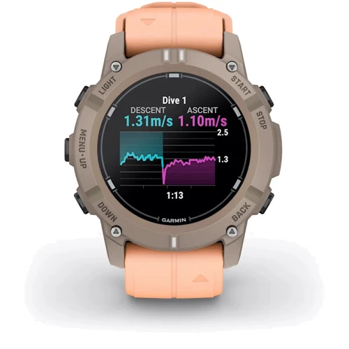 Смарт-часы Garmin Descent G2 Paloma with Shell Pink Band (010-02986-01): Материал ремешка Силикон