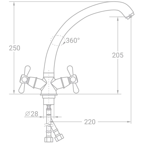 Змішувач для кухонного миття TAU VD-4B461C