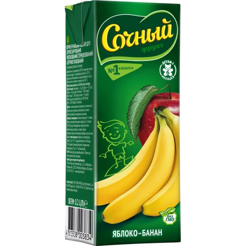 Соковитий фрукт нектар яблуко-банан соковитий 0,2 л (4813538003834)