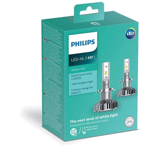 LED лампа Philips Ultion +160% H7 6200K 11972ULWX2 (2 шт.): Головной свет Противотуманная, Дальний свет, Ближний свет